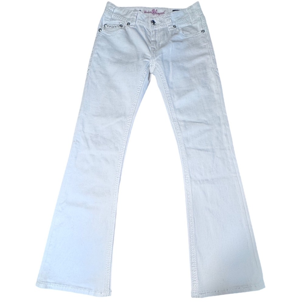 Rock & Roll Cowgirl Jeans Womens 28x32 Rhinestone Bootcut White Denim Western